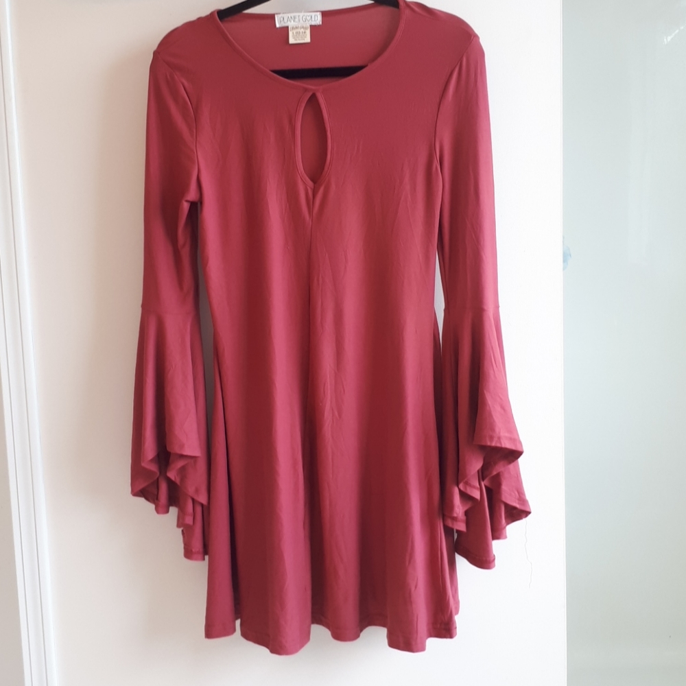 Bell sleeve pink dress
